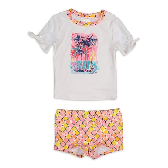Tommy Bahama KIDS Toddler Girl Rash Guard & Swim Shorts, 2pc Set - Picture 3 of 6